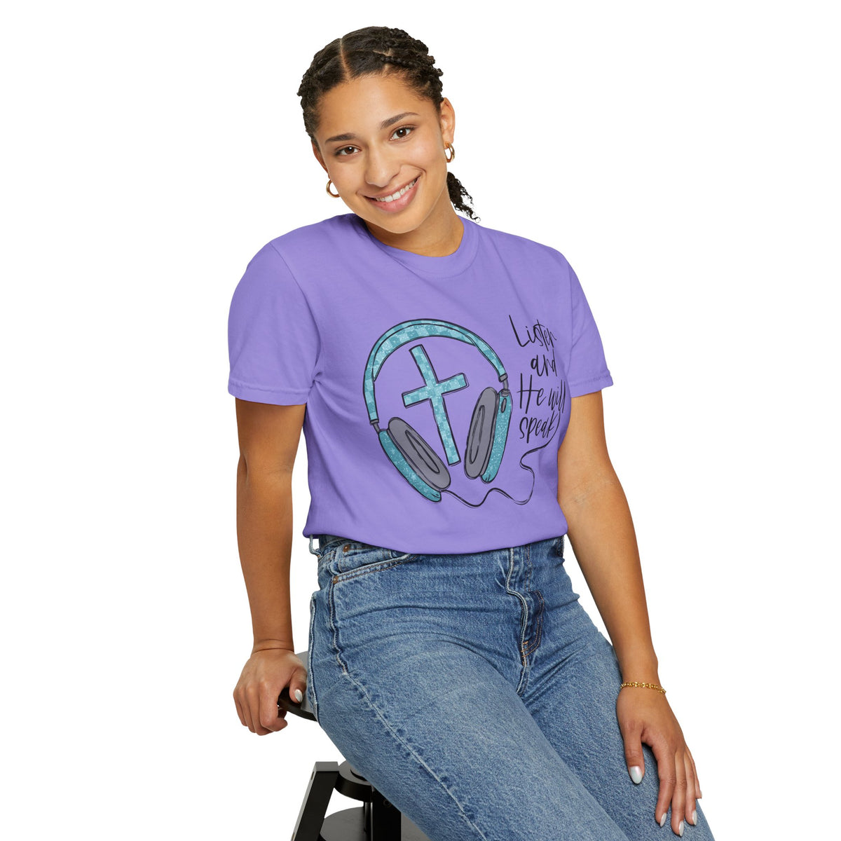 Christian Music Shirt, Faith T-Shirt, Worship Music Tee, Cross Headphones Shirt, Christian Gift for Women, Praise Team Shirt