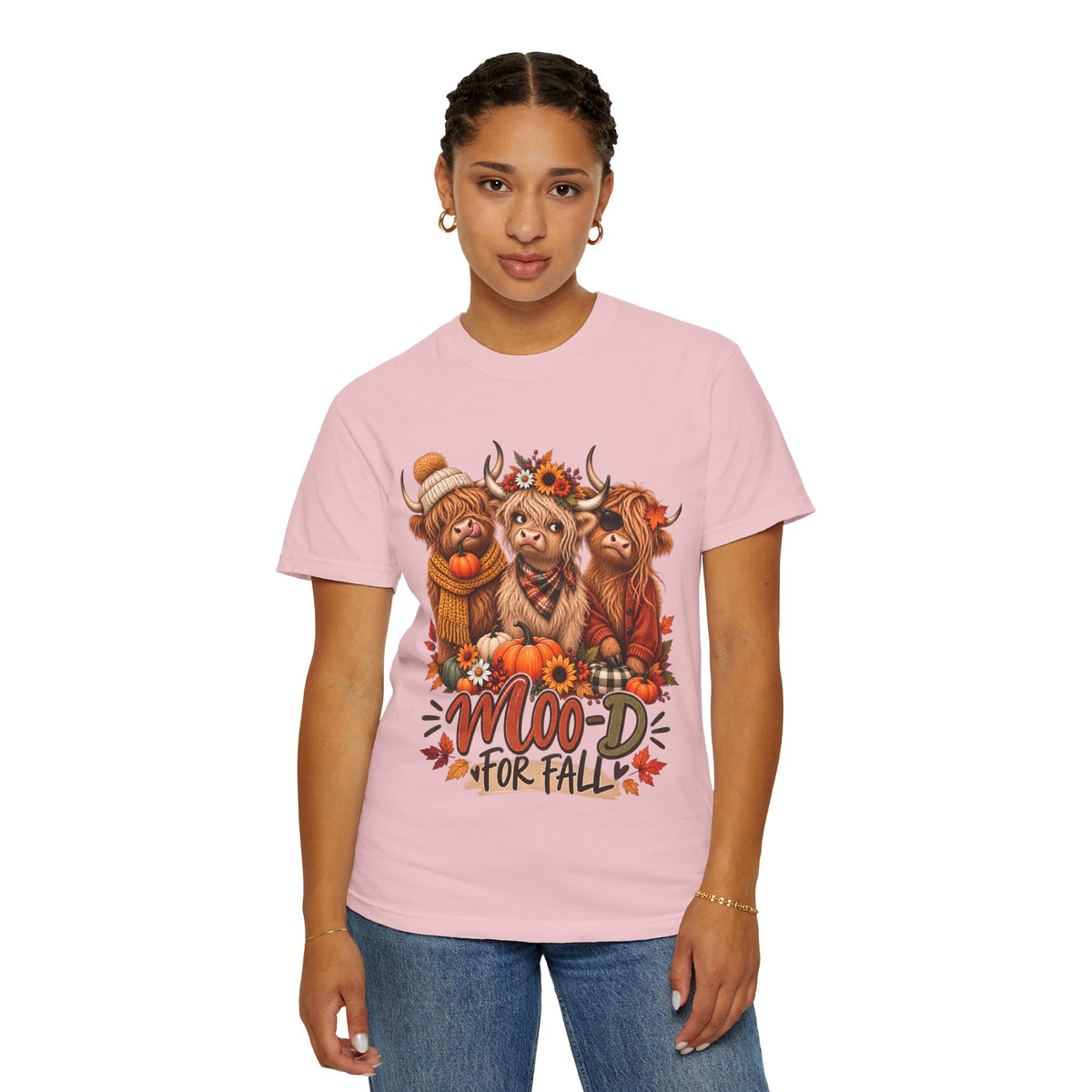Highland Cow Fall Shirt, Mood for Fall Tee, Cute Cow Shirt, Fall Graphic Tee, Highland Cow Gift, Pumpkin Shirt for Women