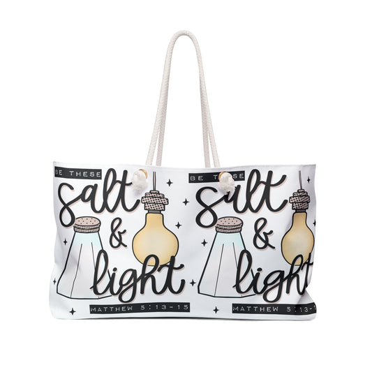 Salt & Light Weekender Bag — Christian Inspirational Travel Tote (Matthew 5:13-16)