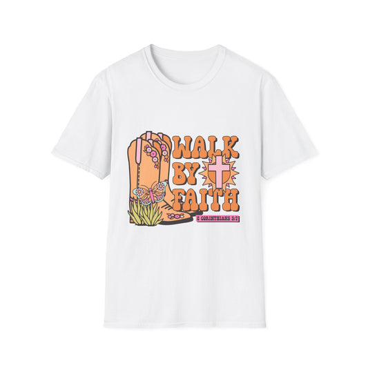 Walk By Faith T-Shirt | Fall Aesthetic Tee, Unisex Apparel, Halloween Gift, Religious T-Shirt, Everyday Comfort Wear