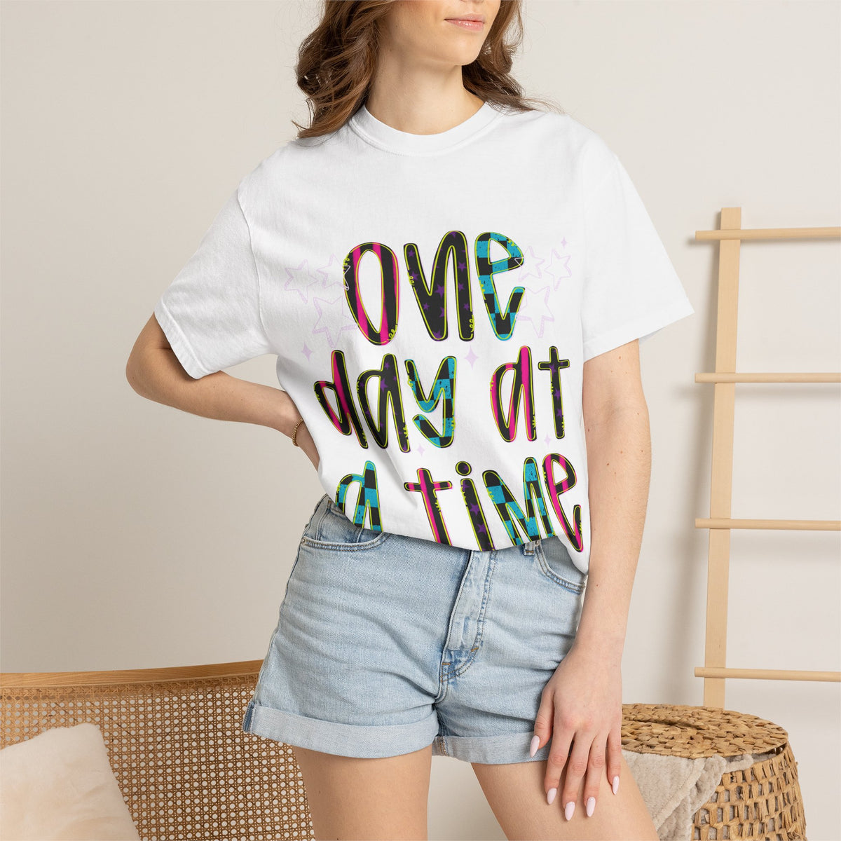 One Day at a Time Shirt, Encouragement T-Shirt, Positive Message Tee, Christian Shirt for Women, Retro Graphic Tee, Inspirational Gift
