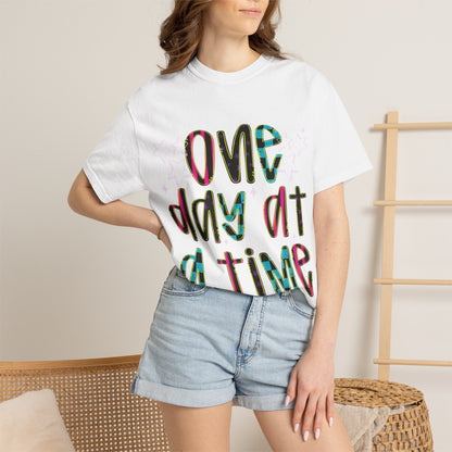 One Day at a Time Shirt, Encouragement T-Shirt, Positive Message Tee, Christian Shirt for Women, Retro Graphic Tee, Inspirational Gift