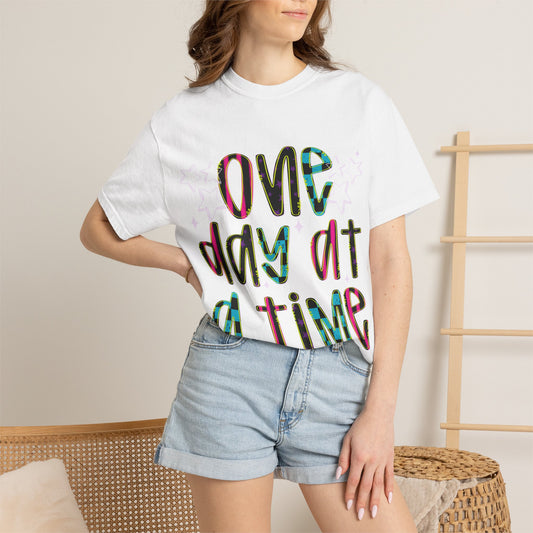 One Day at a Time Shirt, Encouragement T-Shirt, Positive Message Tee, Christian Shirt for Women, Retro Graphic Tee, Inspirational Gift