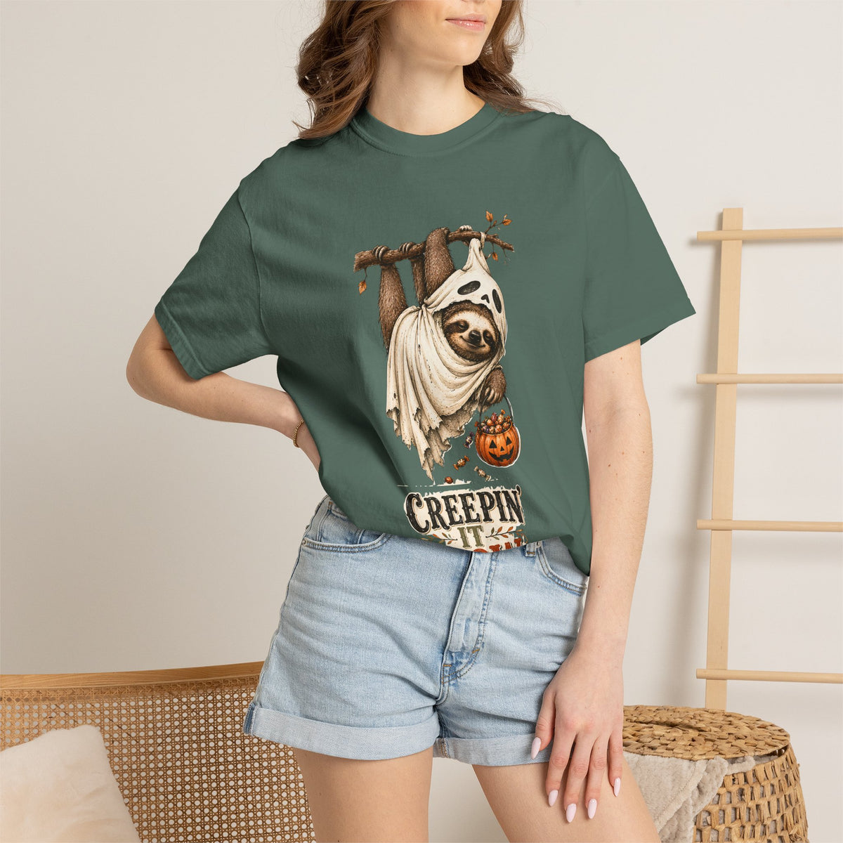Creepin It Slow Shirt, Halloween Sloth Shirt, Funny Sloth T-Shirt, Cute Halloween Tee, Sloth Lover Gift, Spooky Season Shirt
