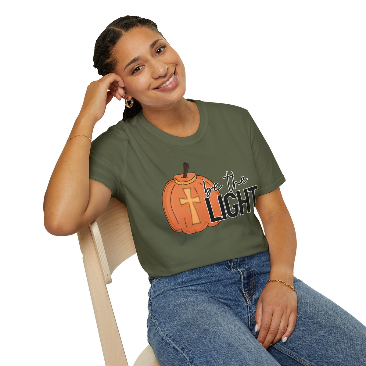 Be the Light Pumpkin T-Shirt | Fall Aesthetic Tee, Unisex Apparel, Halloween Gift, Religious T-Shirt, Everyday Comfort Wear