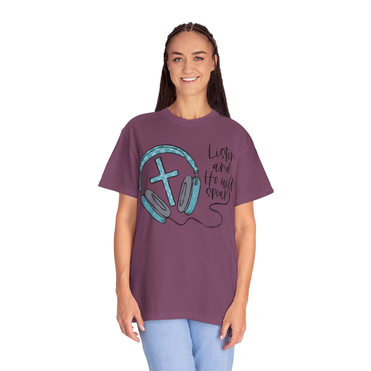 Christian Music Shirt, Faith T-Shirt, Worship Music Tee, Cross Headphones Shirt, Christian Gift for Women, Praise Team Shirt