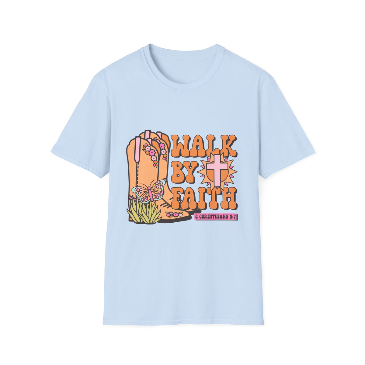 Walk By Faith T-Shirt | Fall Aesthetic Tee, Unisex Apparel, Halloween Gift, Religious T-Shirt, Everyday Comfort Wear