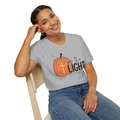 Be the Light Pumpkin T-Shirt | Fall Aesthetic Tee, Unisex Apparel, Halloween Gift, Religious T-Shirt, Everyday Comfort Wear