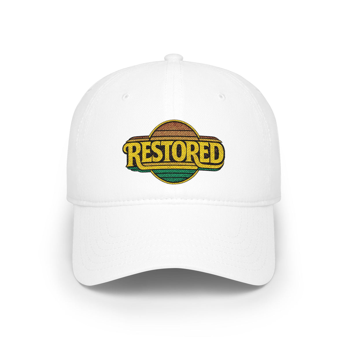 Restored Embroidered Baseball Cap - Vintage Design