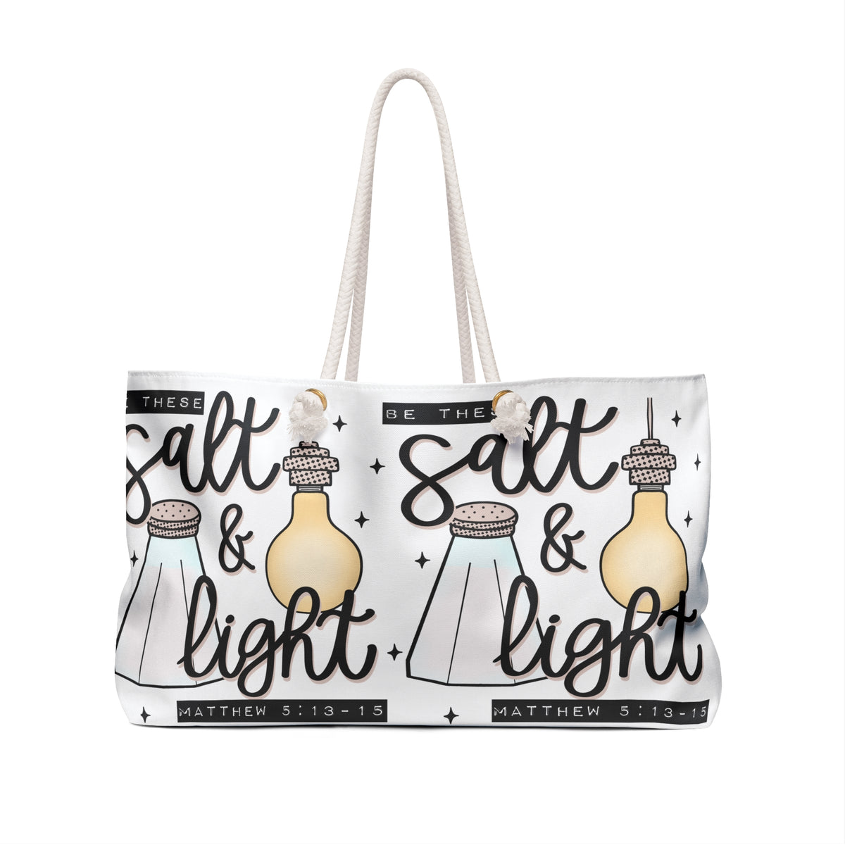 Salt & Light Weekender Bag — Christian Inspirational Travel Tote (Matthew 5:13-16)