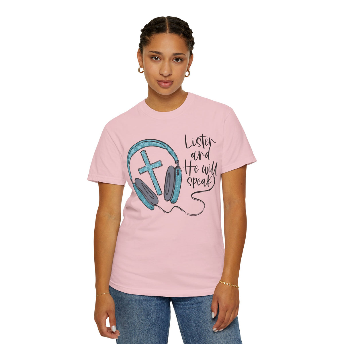 Christian Music Shirt, Faith T-Shirt, Worship Music Tee, Cross Headphones Shirt, Christian Gift for Women, Praise Team Shirt