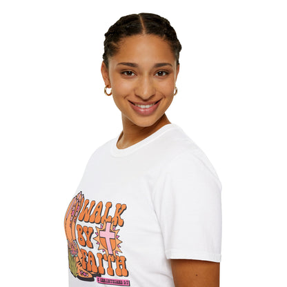 Walk By Faith T-Shirt | Fall Aesthetic Tee, Unisex Apparel, Halloween Gift, Religious T-Shirt, Everyday Comfort Wear