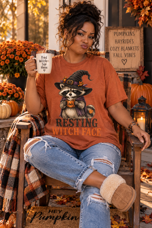 Resting Witch Face Shirt, Funny Halloween Shirt, Raccoon Halloween Tee, Trash Panda Shirt, Funny Fall Shirt, Raccoon Lover Gift