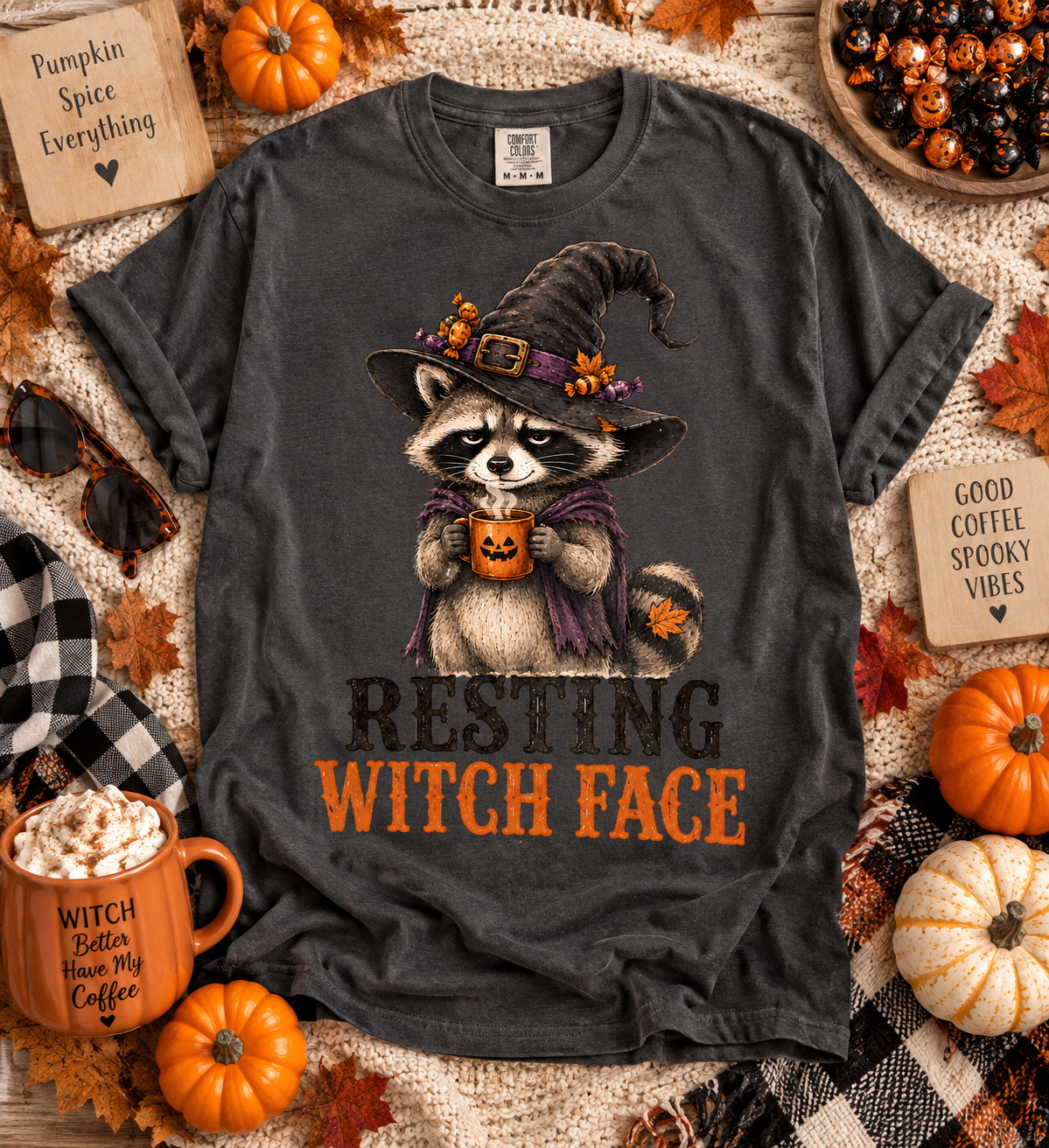 Resting Witch Face Shirt, Funny Halloween Shirt, Raccoon Halloween Tee, Trash Panda Shirt, Funny Fall Shirt, Raccoon Lover Gift