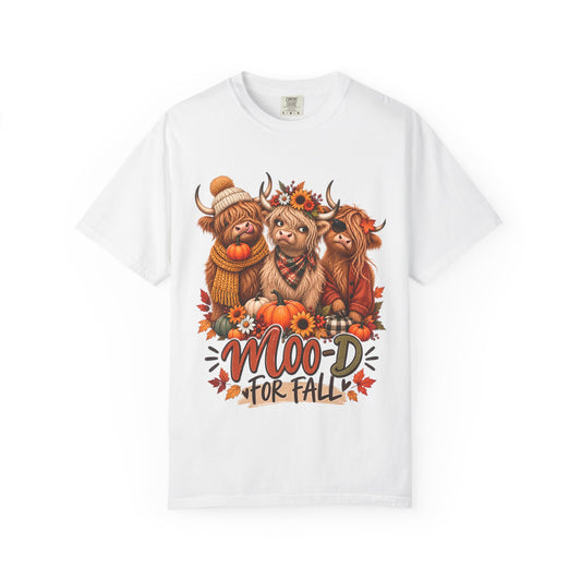 Highland Cow Fall Shirt, Mood for Fall Tee, Cute Cow Shirt, Fall Graphic Tee, Highland Cow Gift, Pumpkin Shirt for Women