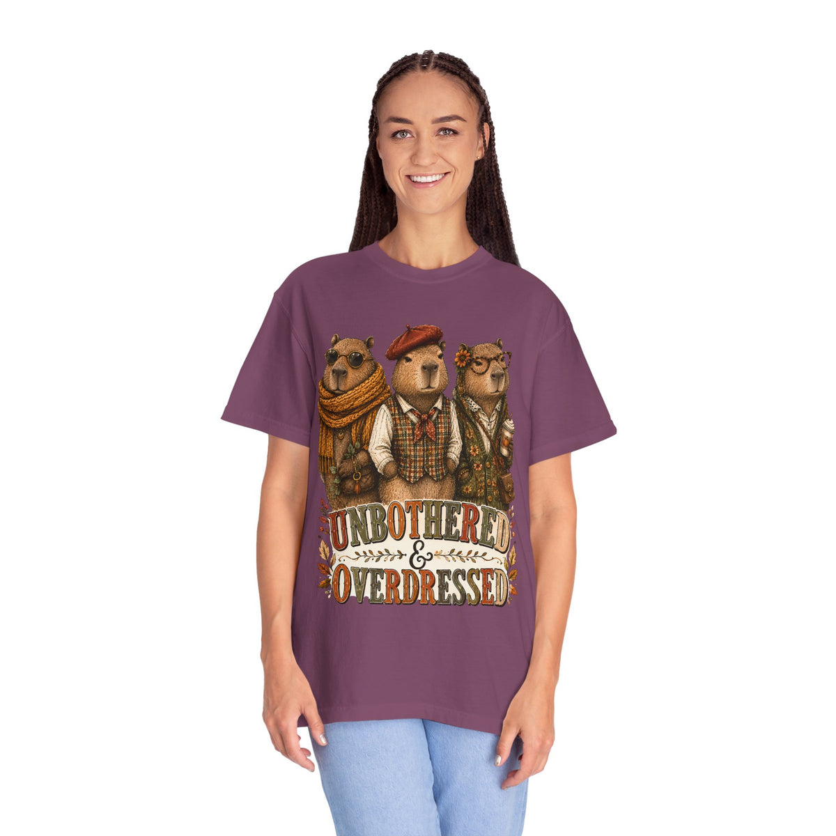 Unbothered and Overdressed Shirt, Funny Capybara Shirt, Fall Graphic Tee, Capybara Gift, Autumn Shirt for Women, Pumpkin Spice Tee