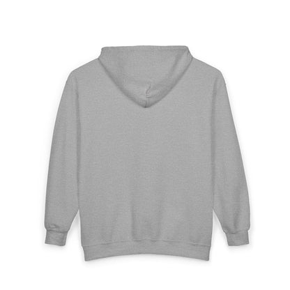 Zip Hoodie — "Peace, Love, Camp" Minimal Campfire Graphic Zip-Up Hooded Sweatshirt