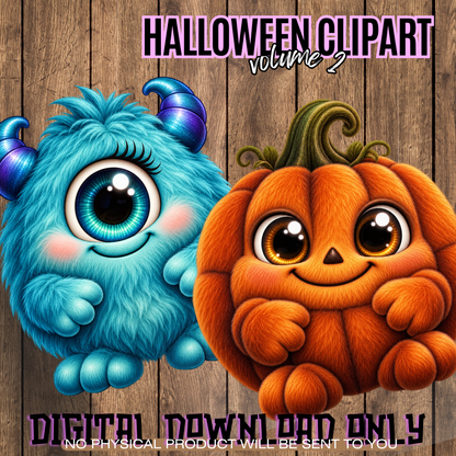 Cute Halloween Clipart Bundle Volume 2| 32 Watercolor PNG Images, Ghost Bat Fox Candy Corn Pumpkin, Transparent Background, Instant Download
