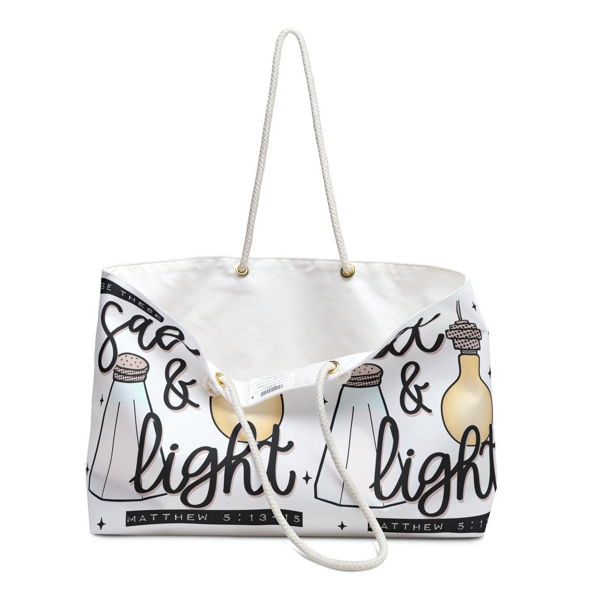 Salt & Light Weekender Bag — Christian Inspirational Travel Tote (Matthew 5:13-16)