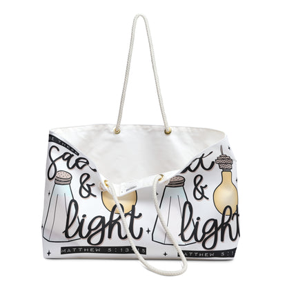 Salt & Light Weekender Bag — Christian Inspirational Travel Tote (Matthew 5:13-16)