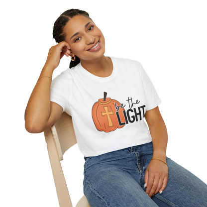 Be the Light Pumpkin T-Shirt | Fall Aesthetic Tee, Unisex Apparel, Halloween Gift, Religious T-Shirt, Everyday Comfort Wear