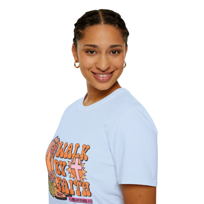 Walk By Faith T-Shirt | Fall Aesthetic Tee, Unisex Apparel, Halloween Gift, Religious T-Shirt, Everyday Comfort Wear