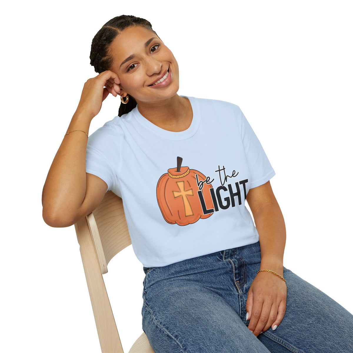 Be the Light Pumpkin T-Shirt | Fall Aesthetic Tee, Unisex Apparel, Halloween Gift, Religious T-Shirt, Everyday Comfort Wear
