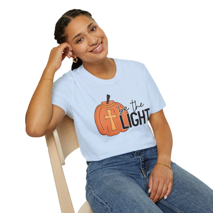 Be the Light Pumpkin T-Shirt | Fall Aesthetic Tee, Unisex Apparel, Halloween Gift, Religious T-Shirt, Everyday Comfort Wear